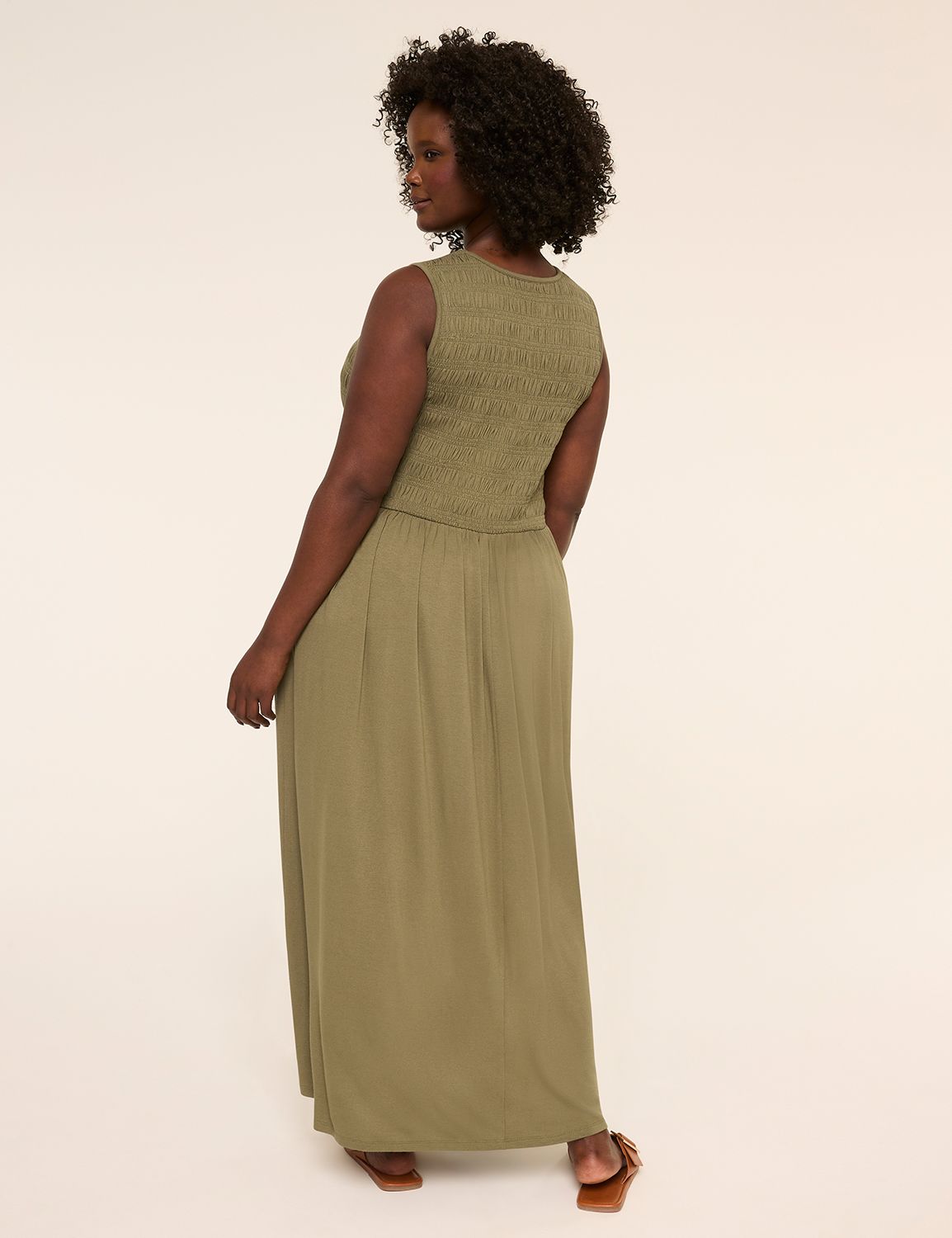 Sleeveless Smocked-Bodice Maxi Dress