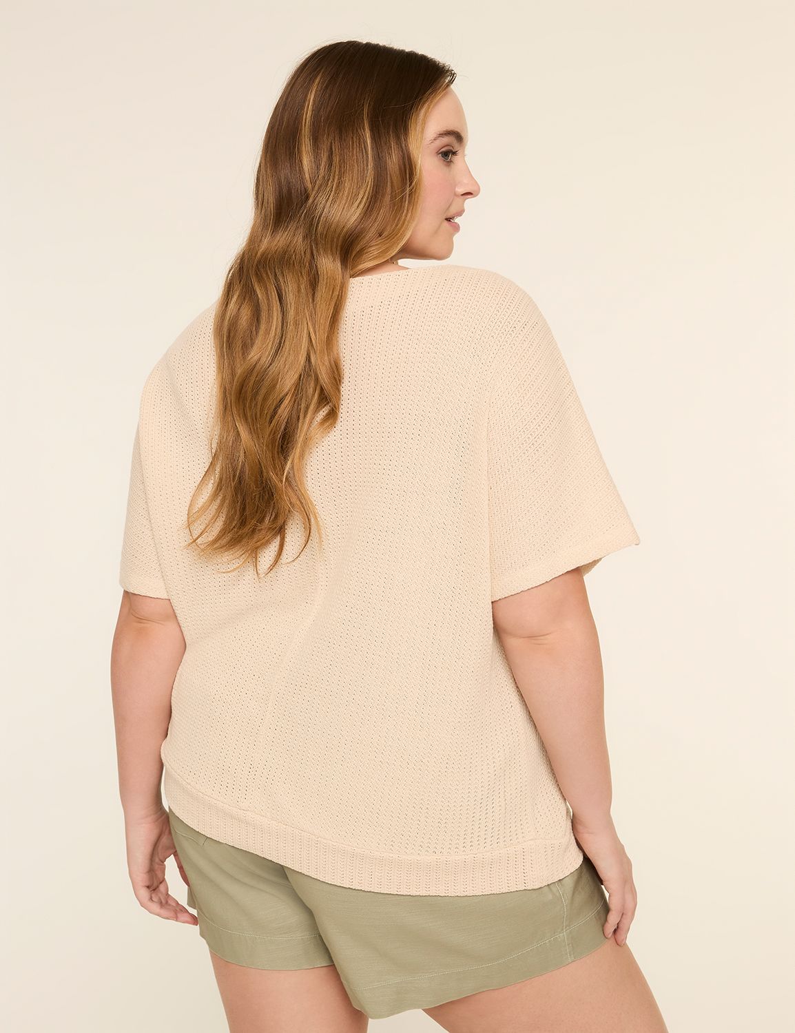 Dolman-Sleeve Textured Knit Top