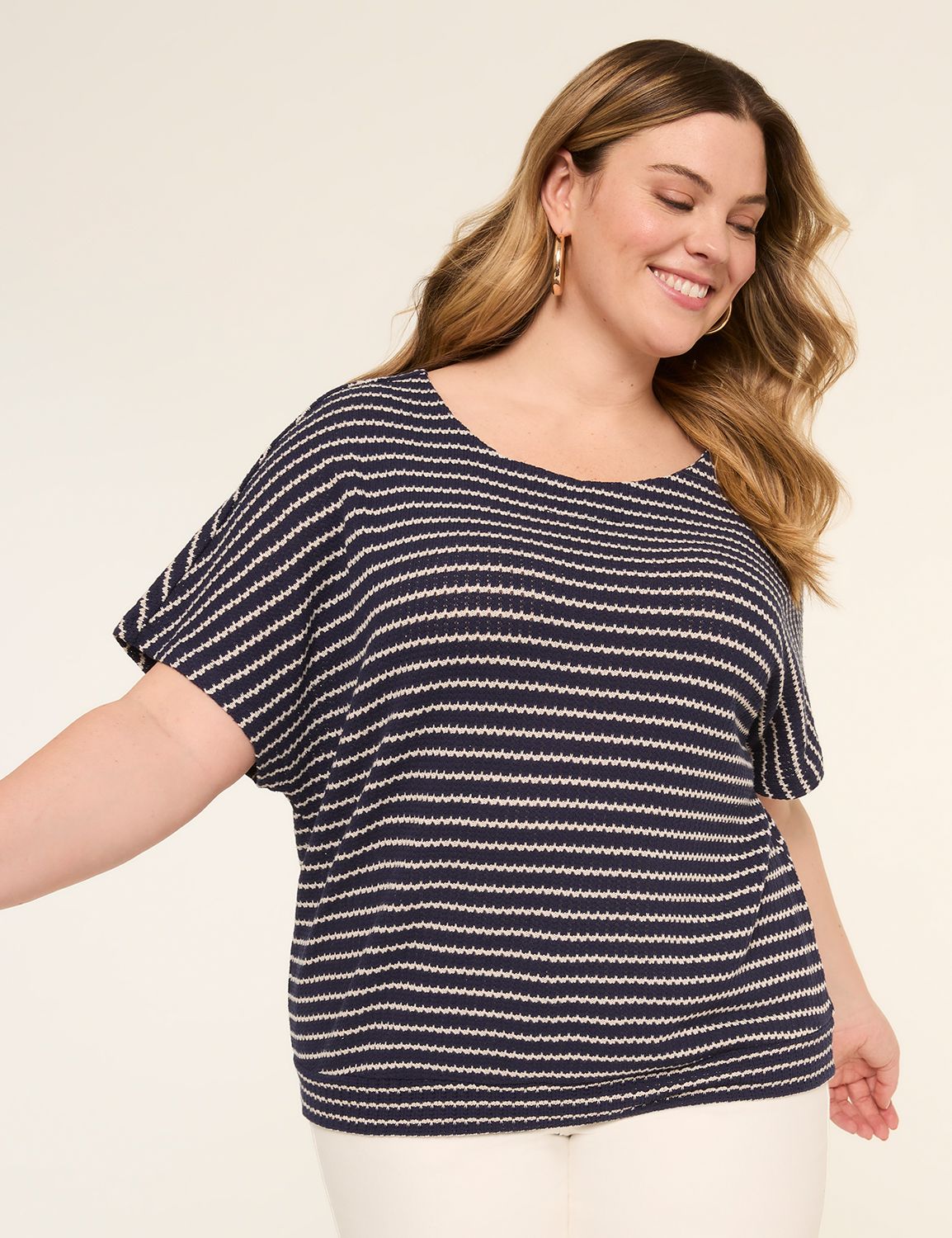Dolman-Sleeve Textured Knit Top