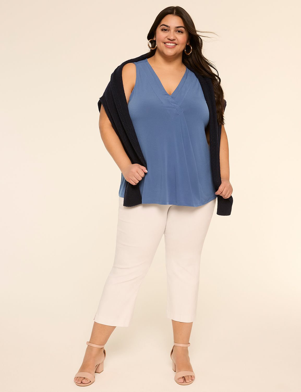 Sleeveless Matte Jersey Pleat Front Product Image 3