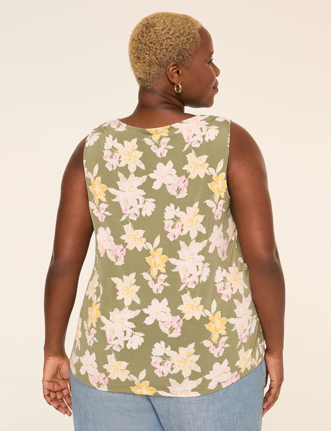Swing Sleeveless Pleat-Front Top