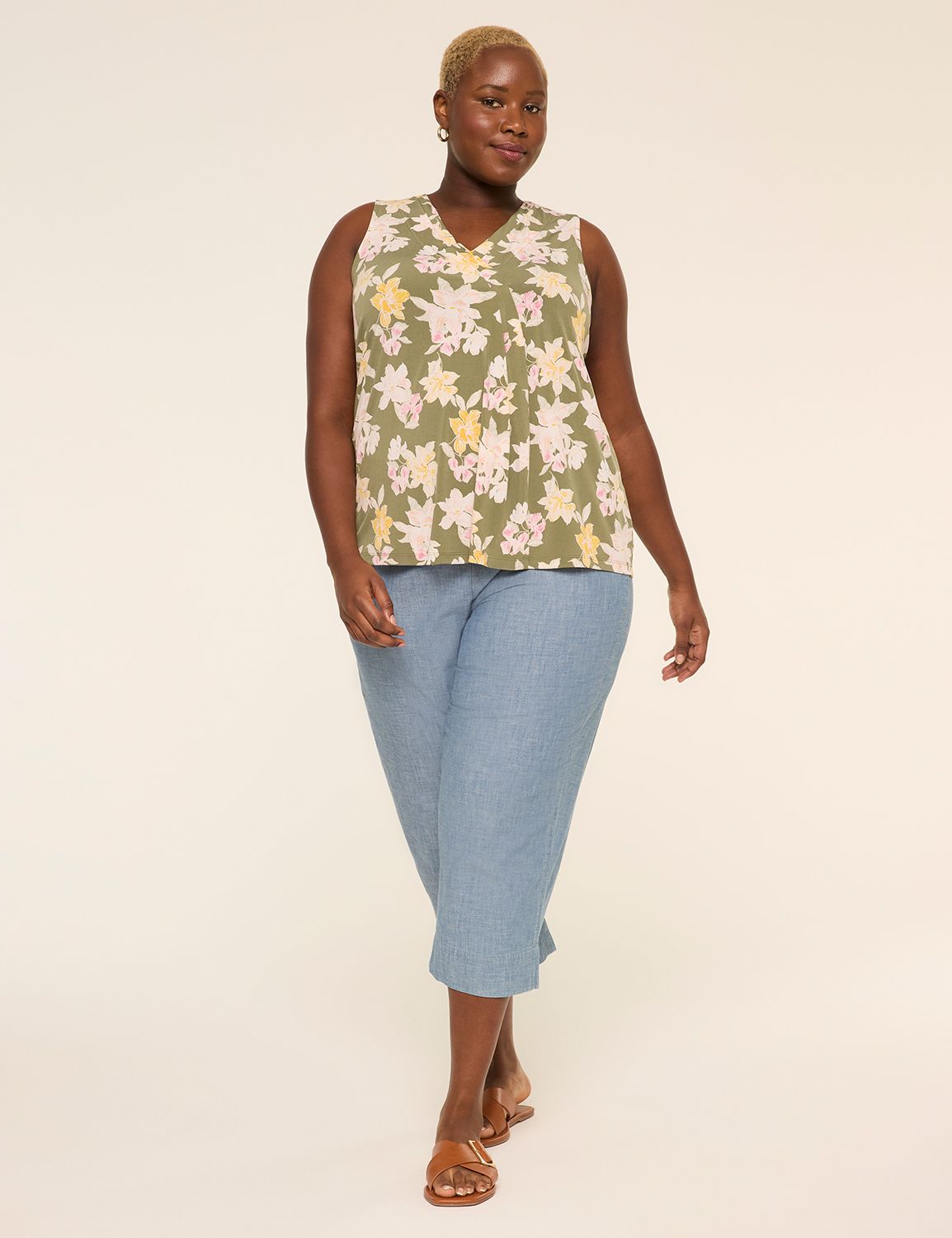 Sleeveless Matte Jersey Pleat Front Product Image 3