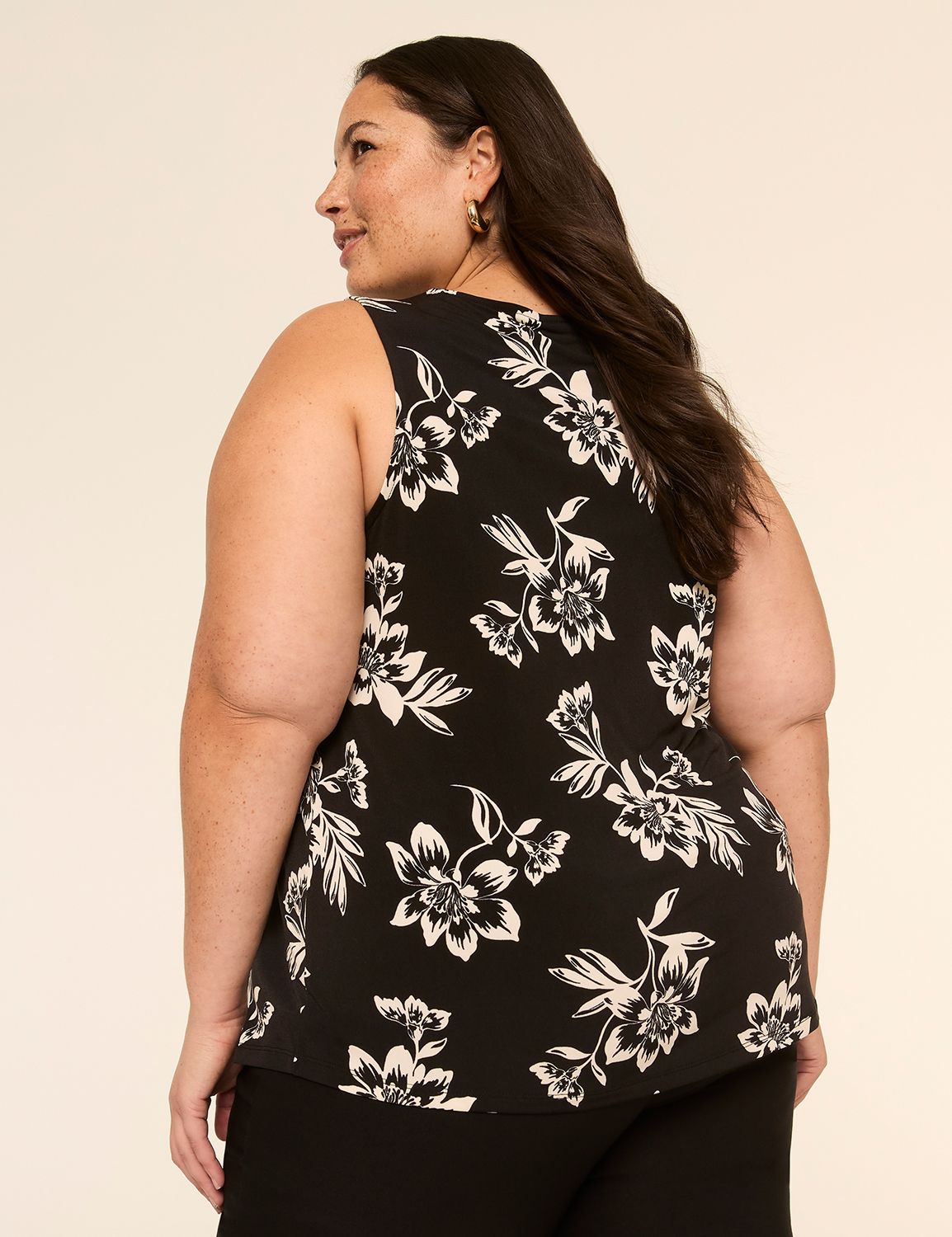 Swing Sleeveless Pleat-Front Top
