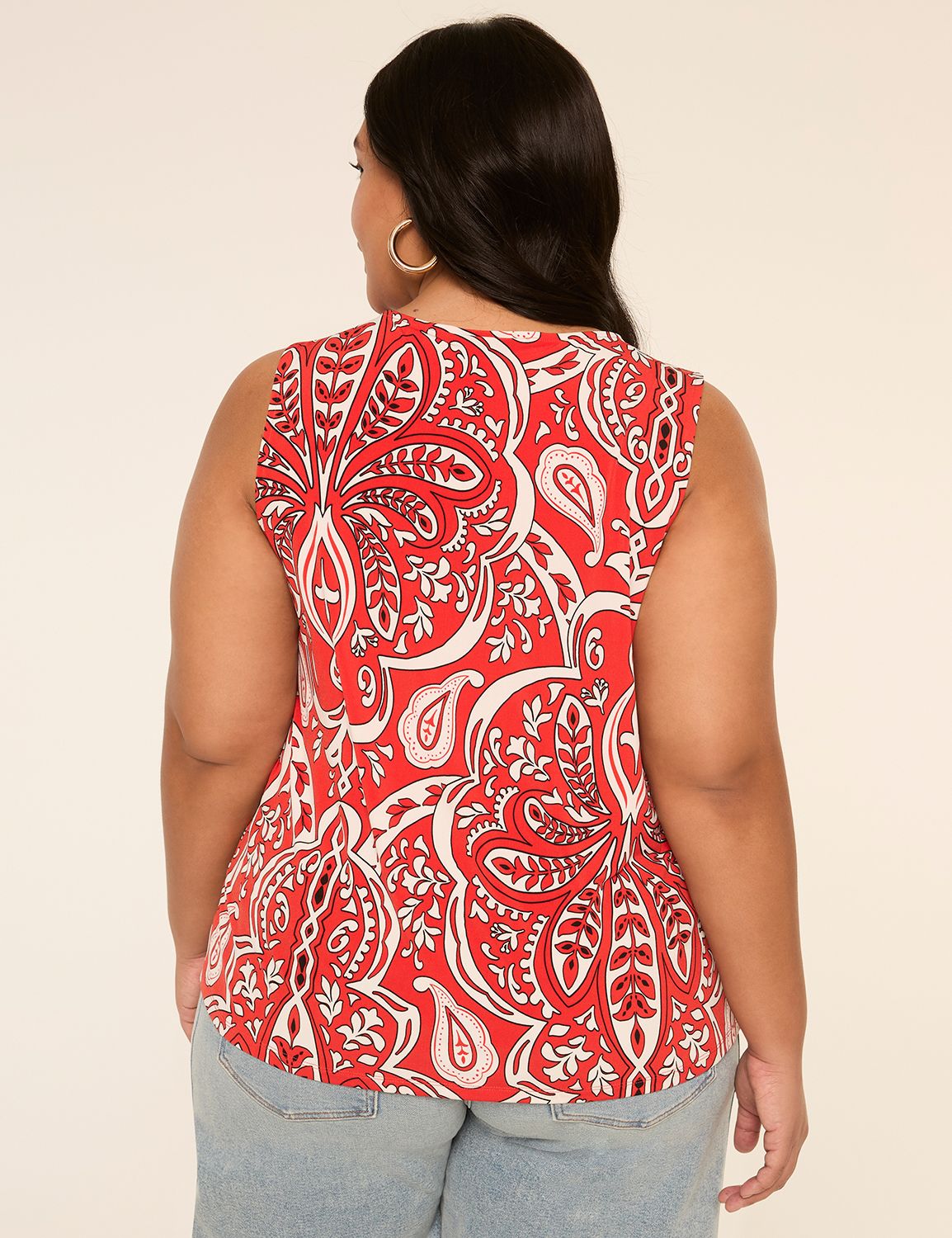 Swing Sleeveless Pleat-Front Top