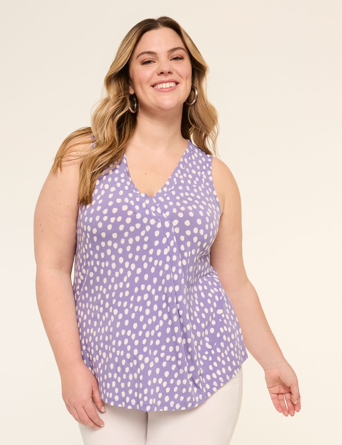 Swing Sleeveless Pleat-Front Top