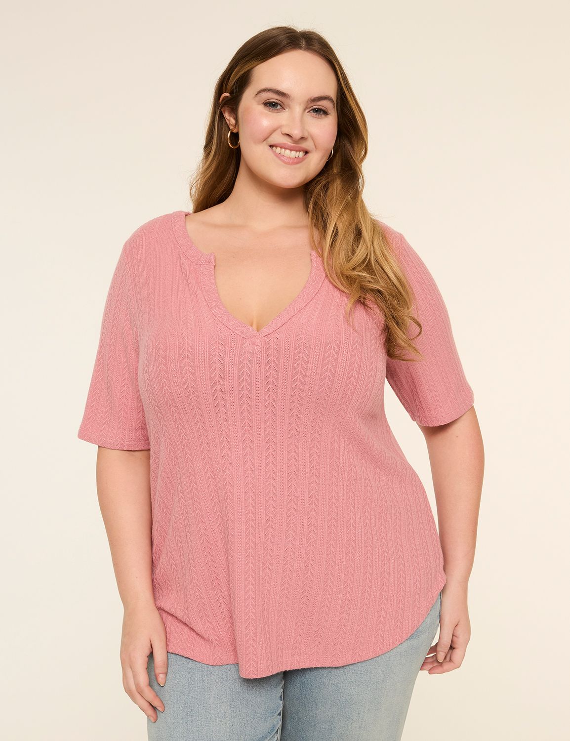 Elbow-Sleeve Soft Spun Tunic Tee