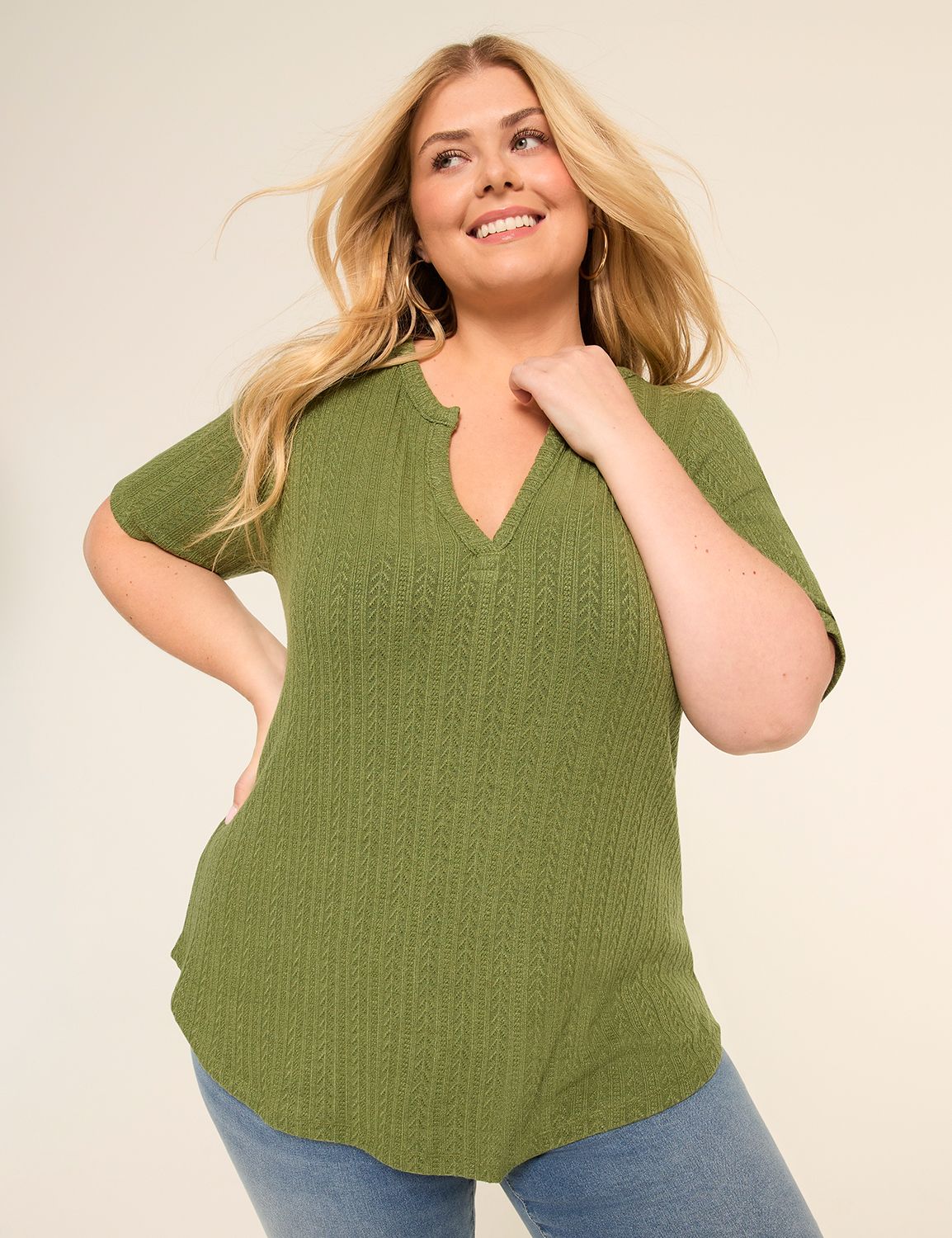 Elbow-Sleeve Soft Spun Tunic Tee