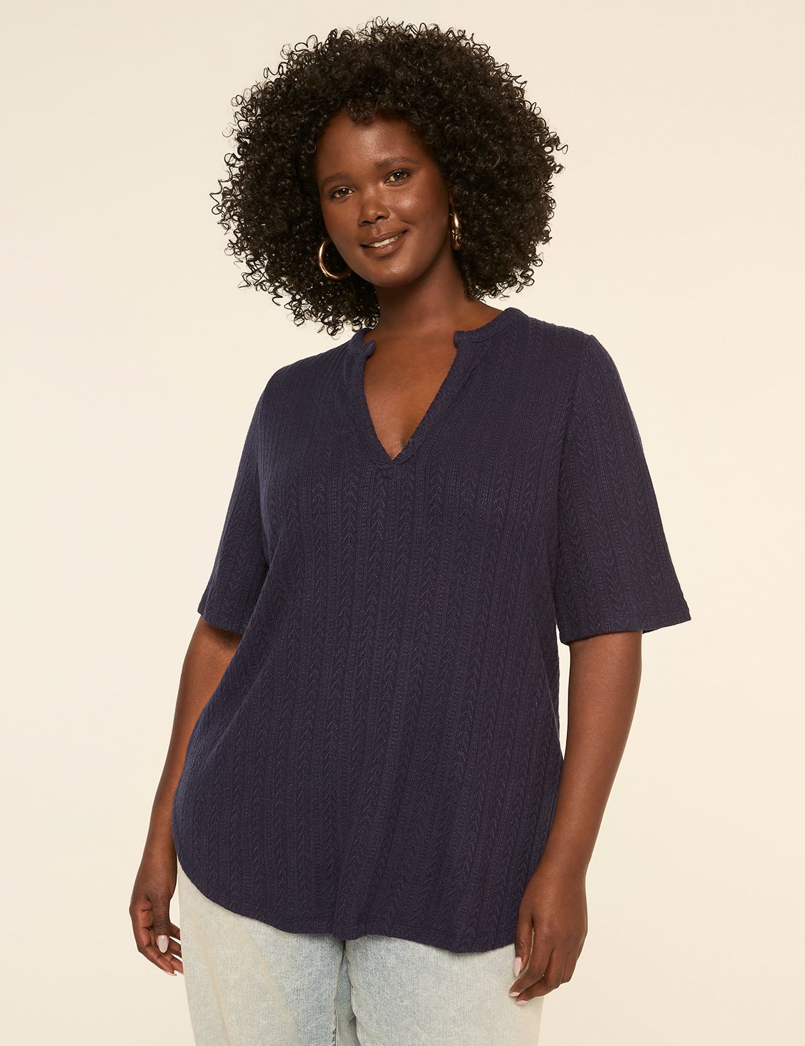 Elbow-Sleeve Soft Spun Tunic Tee