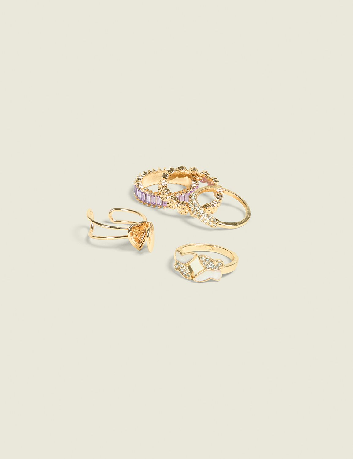 Goldtone & Purple Ring Stack