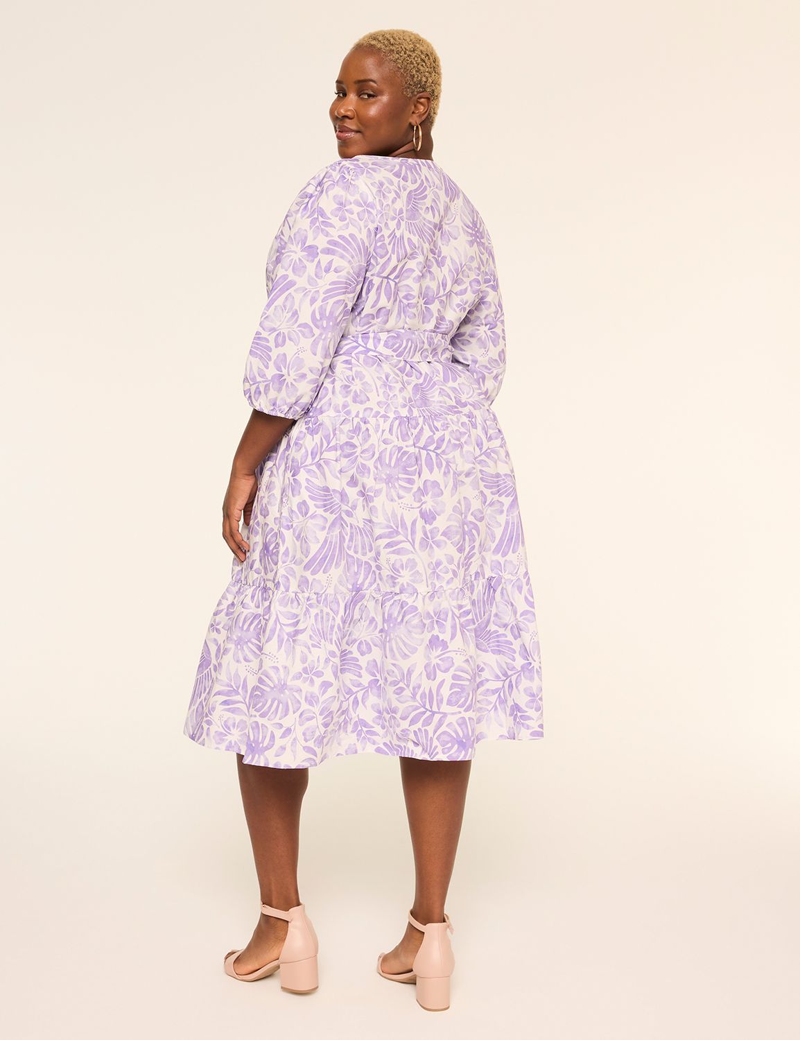 Bracelet-Sleeve Tiered Midi Dress