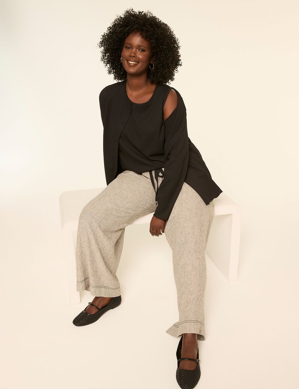 Sleeveless Crew Neck Eyelet Top S 1 Product Image 3