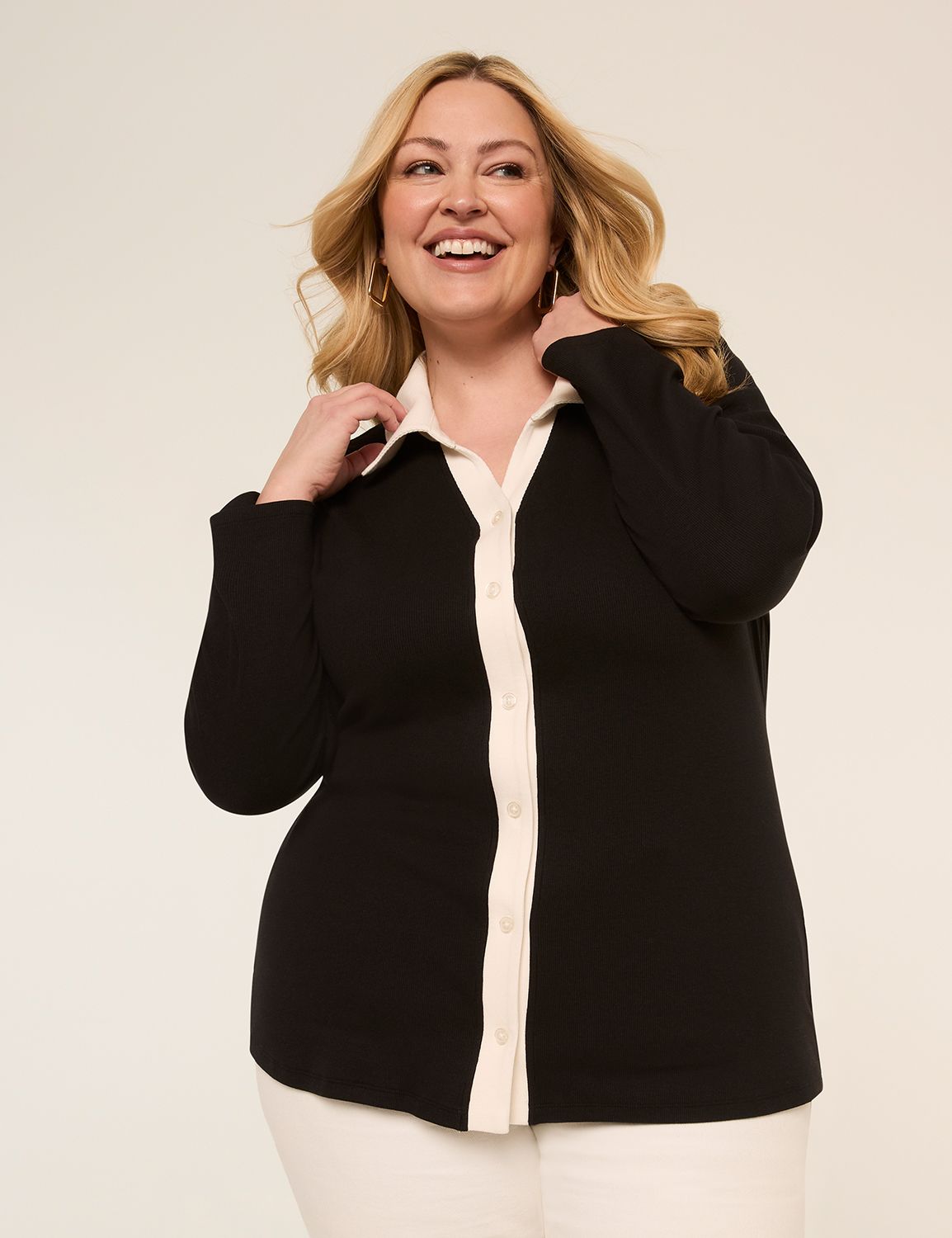 Long-Sleeve Button-Front Polo