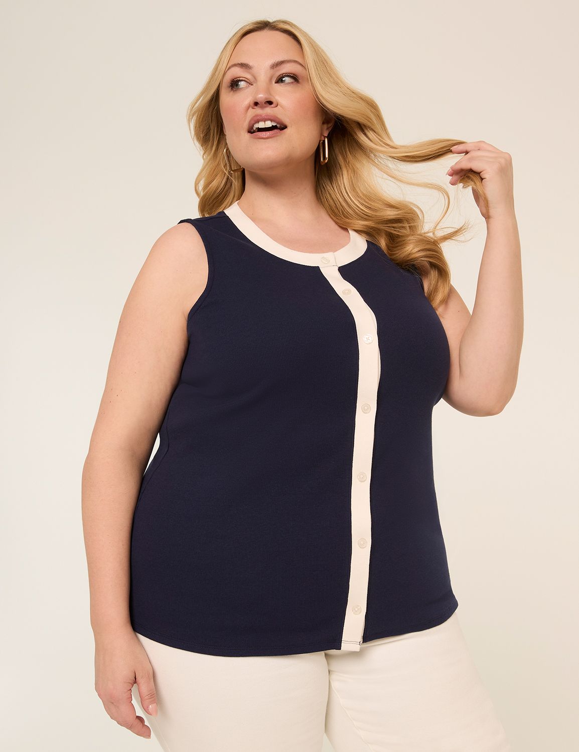 Sleeveless Button-Front Top