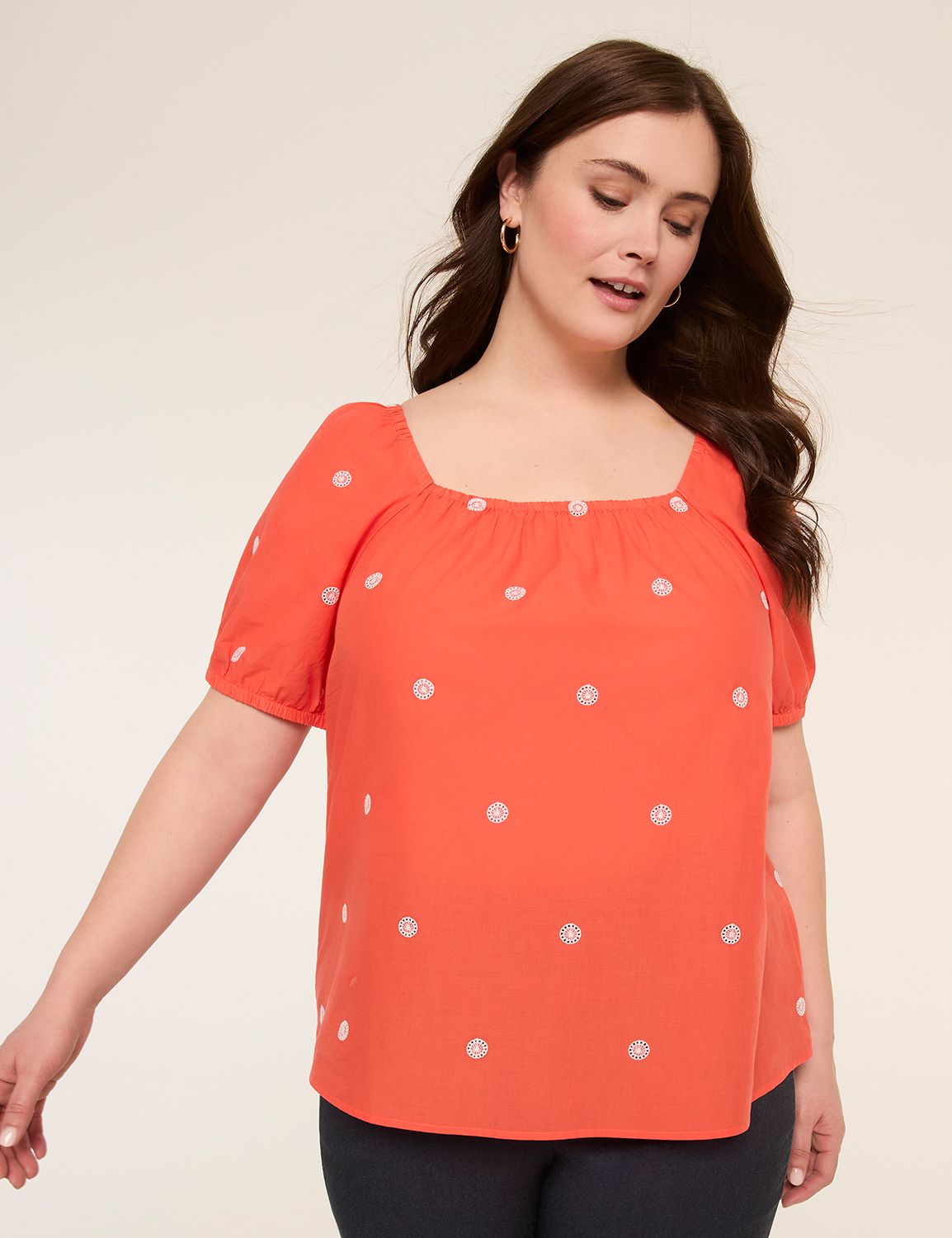 Puff-Sleeve Square-Neck Blouse