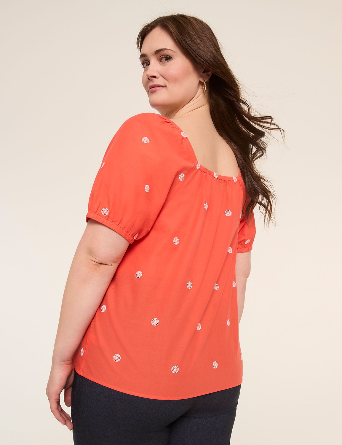 Puff-Sleeve Square-Neck Blouse