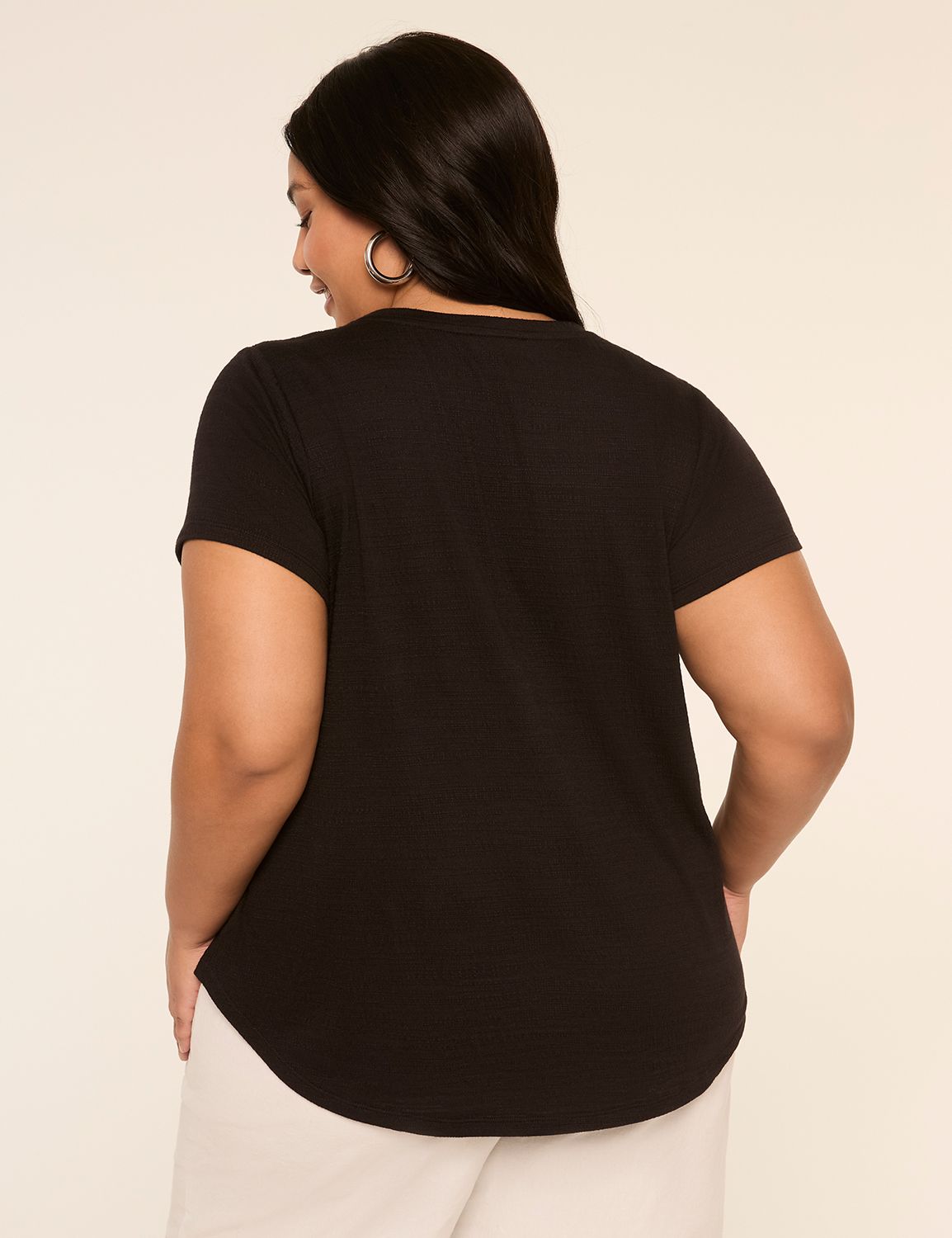 Eyelet-Yoke Crew-Neck Top