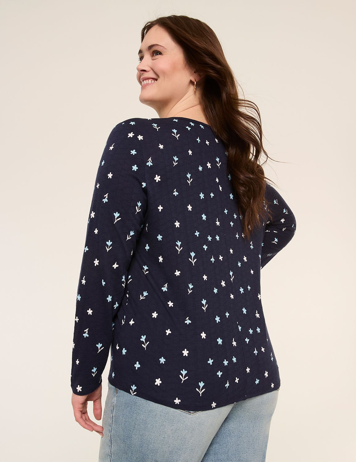 Crew-Neck Button-Front Cardigan