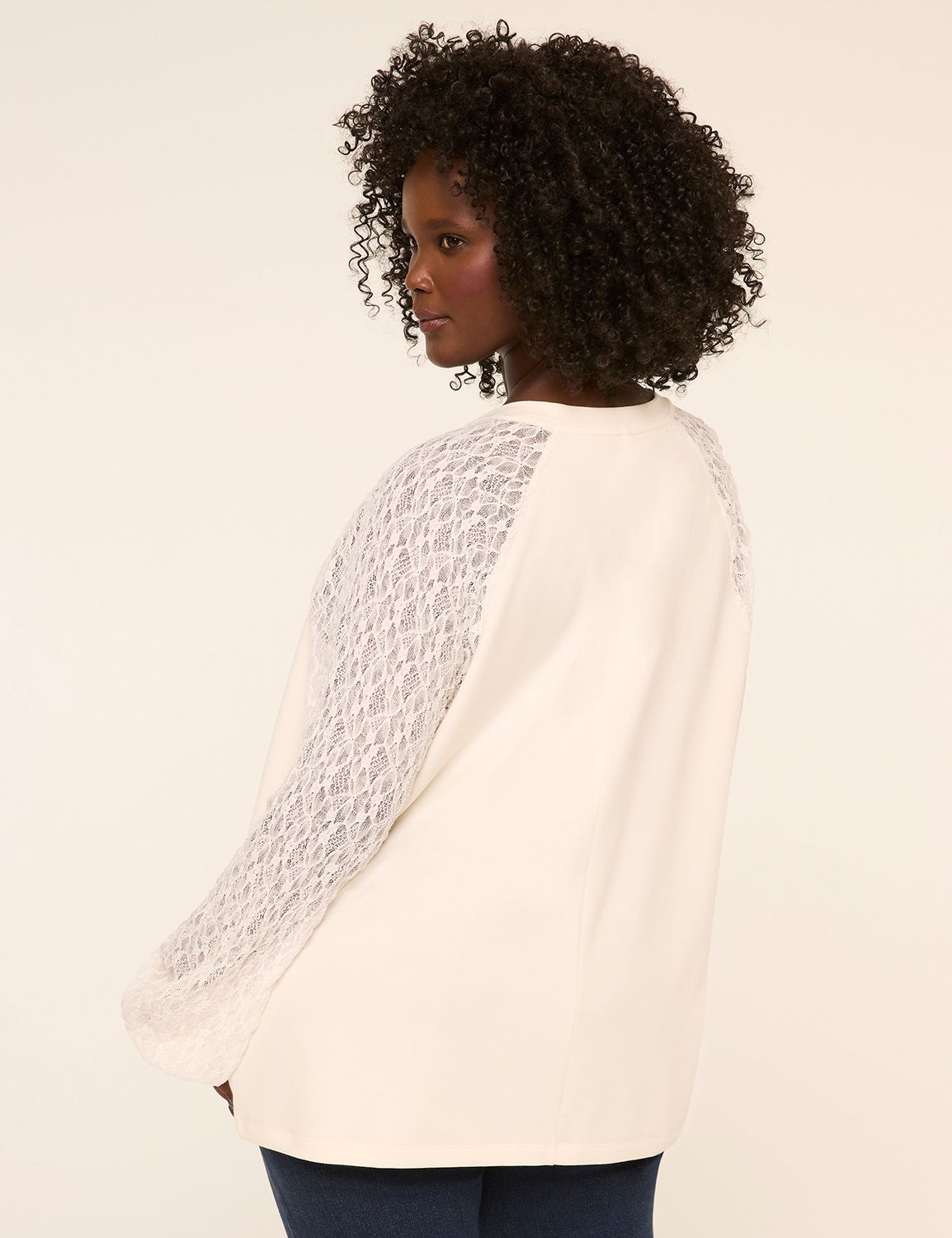 Lace Long-Sleeve Crew-Neck Top