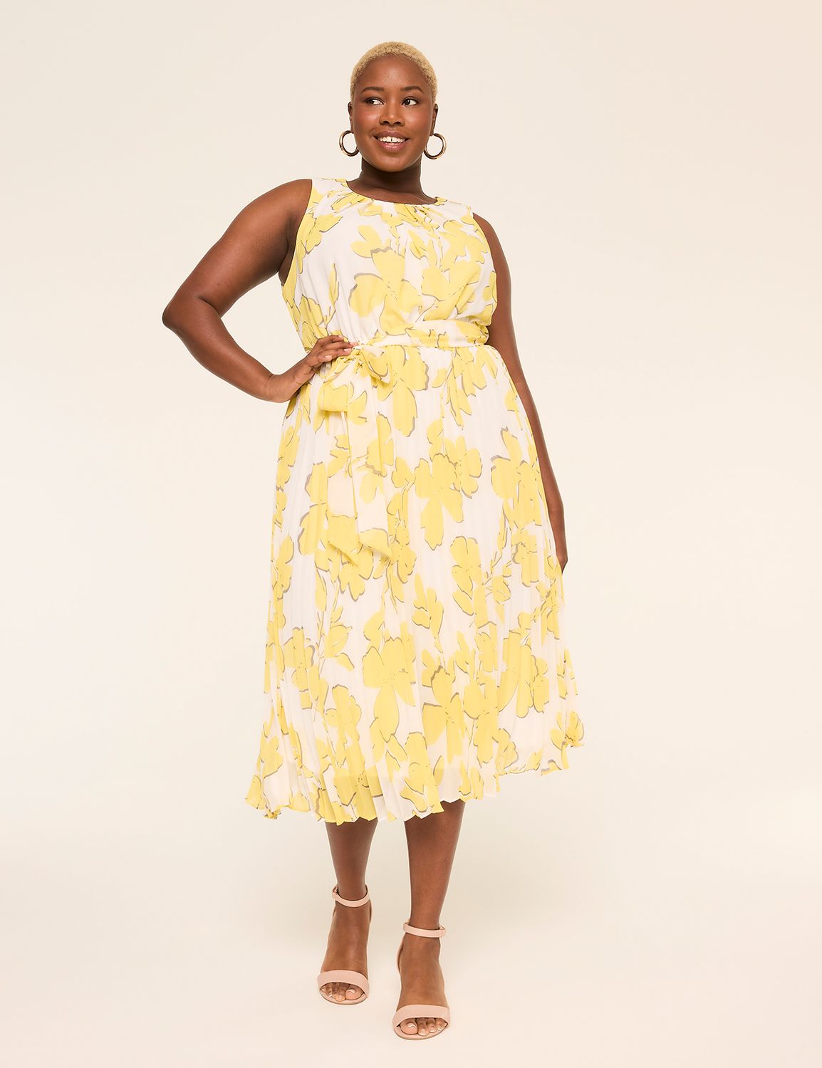 Sleeveless Pleated Midi Dress
