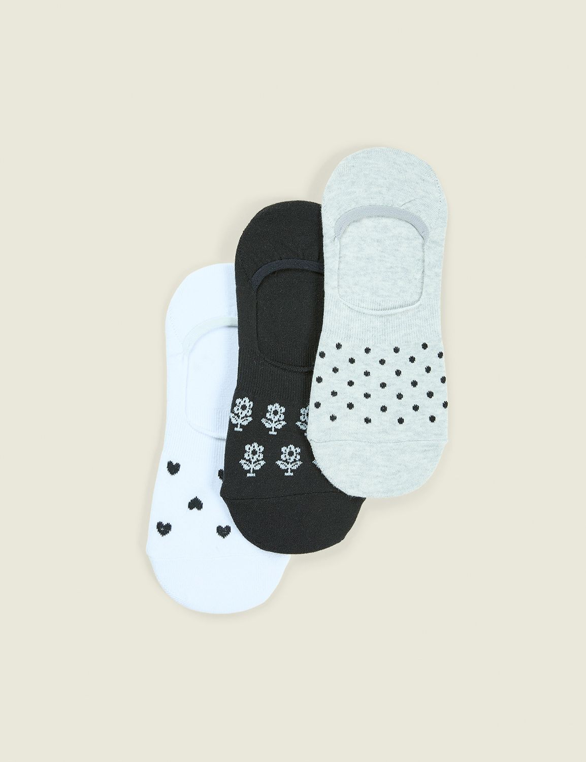 3-Pack No-Show Socks - Mixed Prints