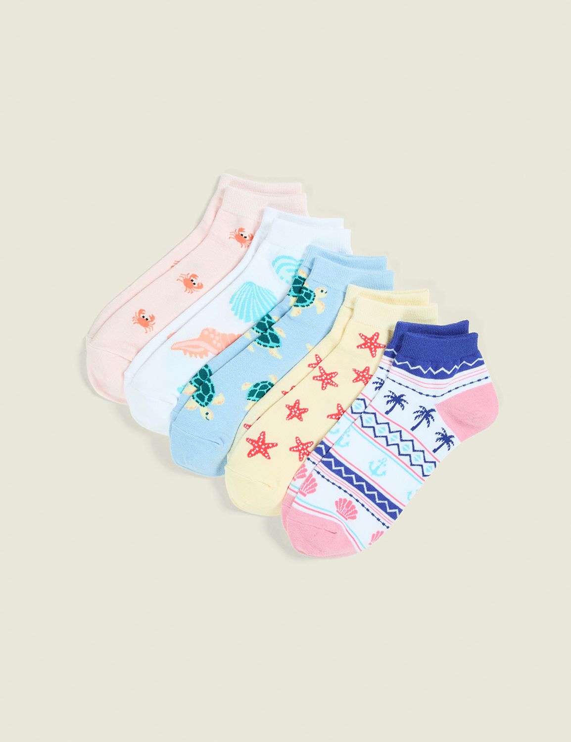 5-Pack Ankle Socks - Summer Sea Life