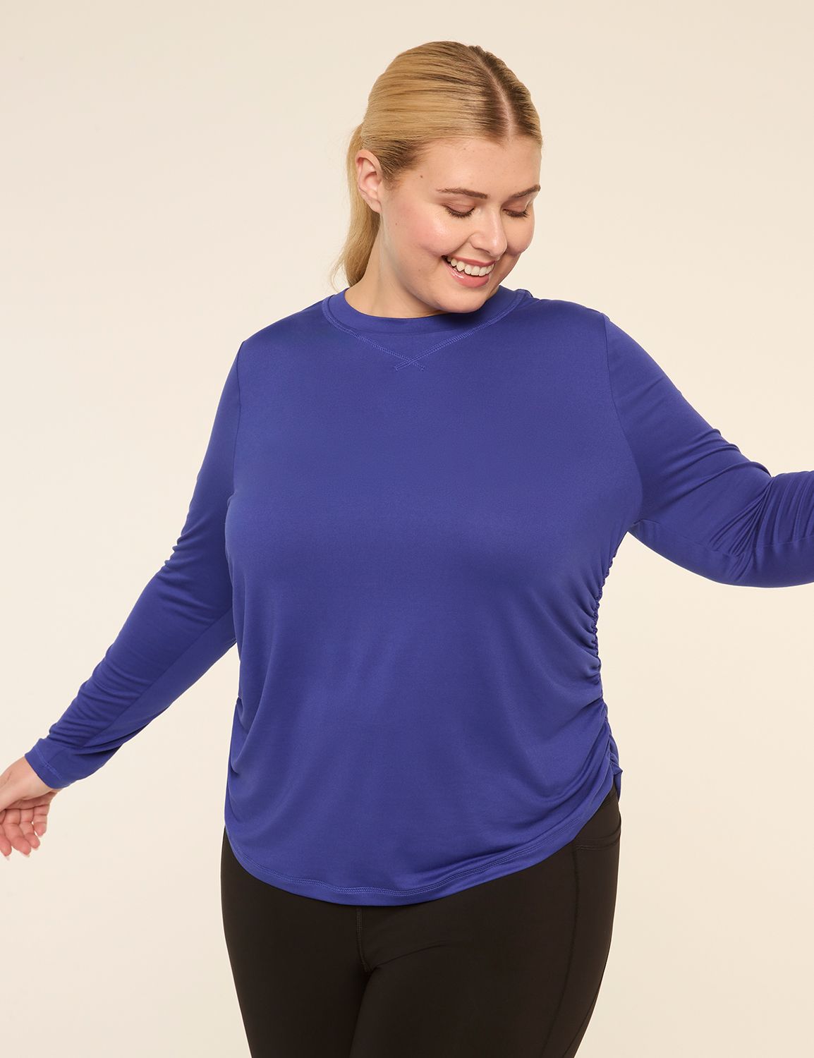 LIVI Soft Long-Sleeve Side-Ruched Tee