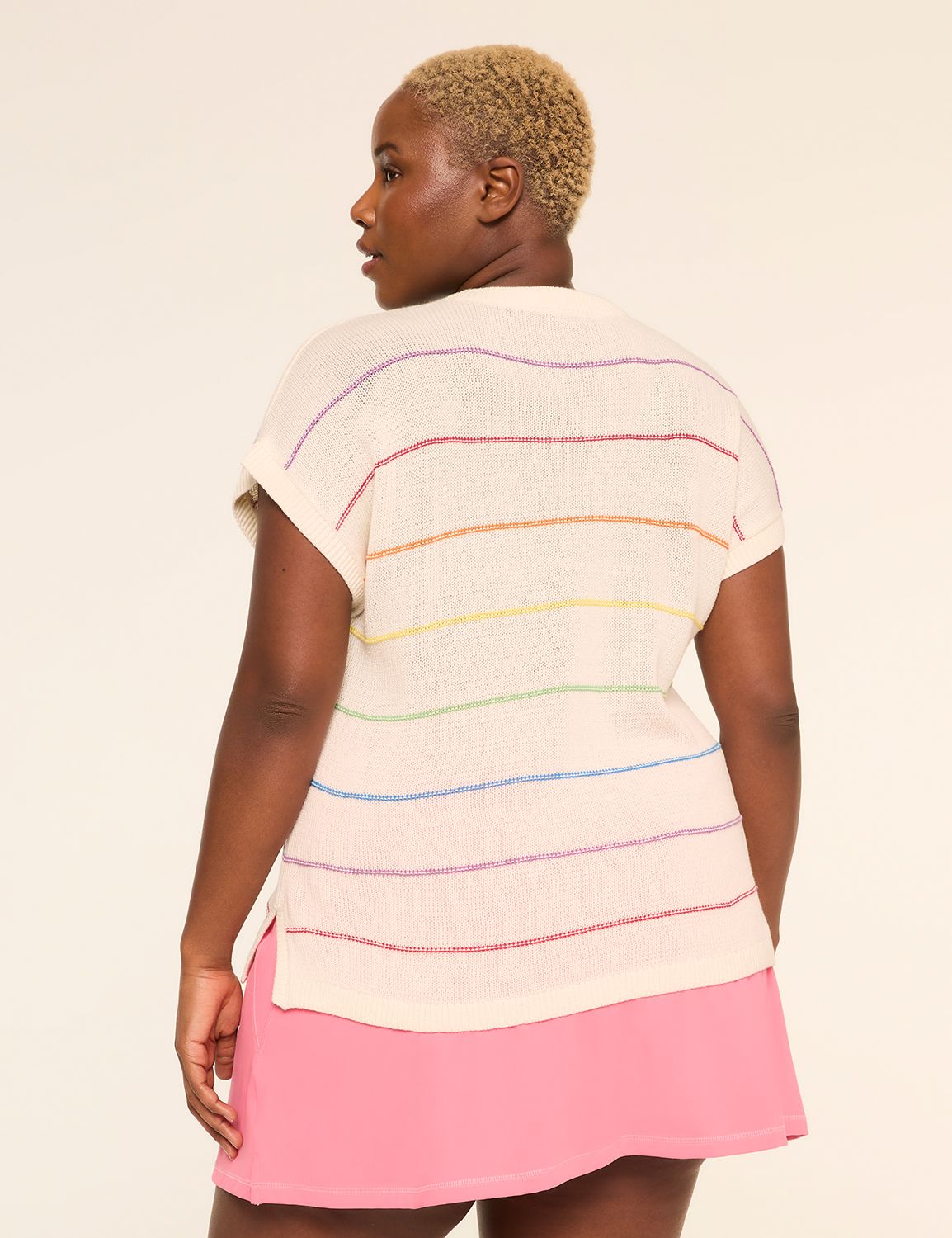 LIVI Short-Sleeve Striped Pride Sweater