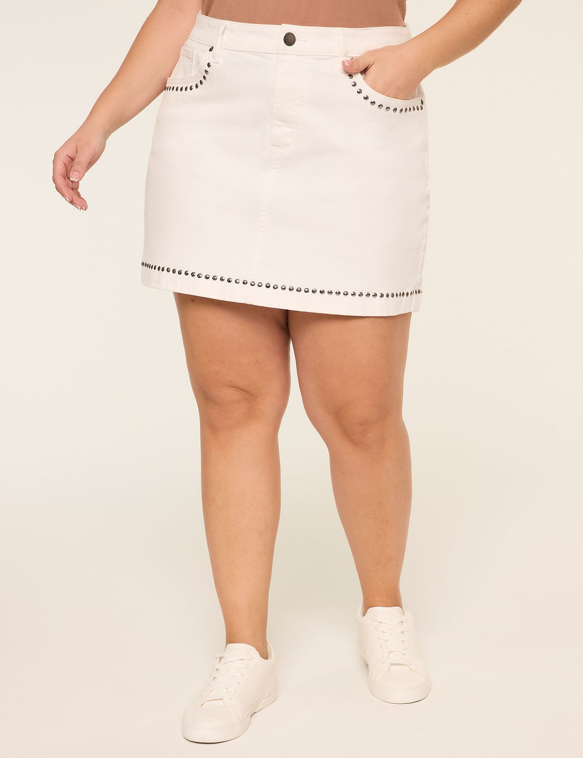Studded Denim Mini Skirt