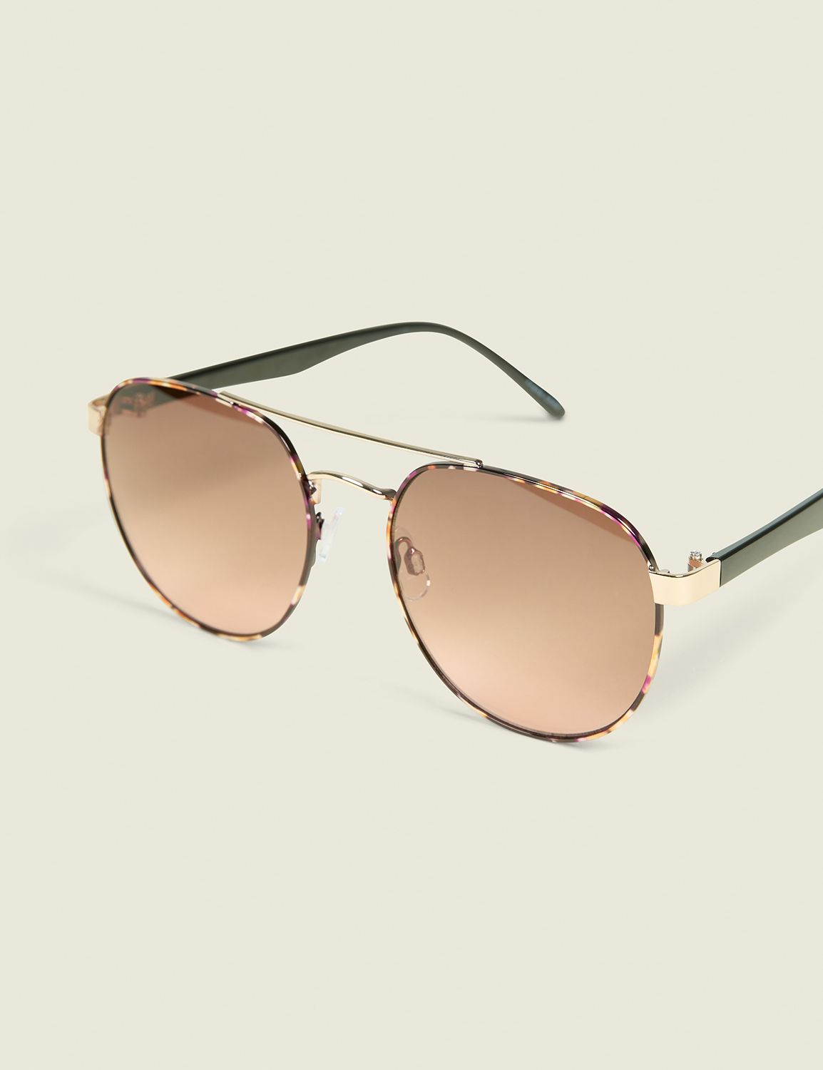 Tortoiseshell Print Aviator Sunglasses