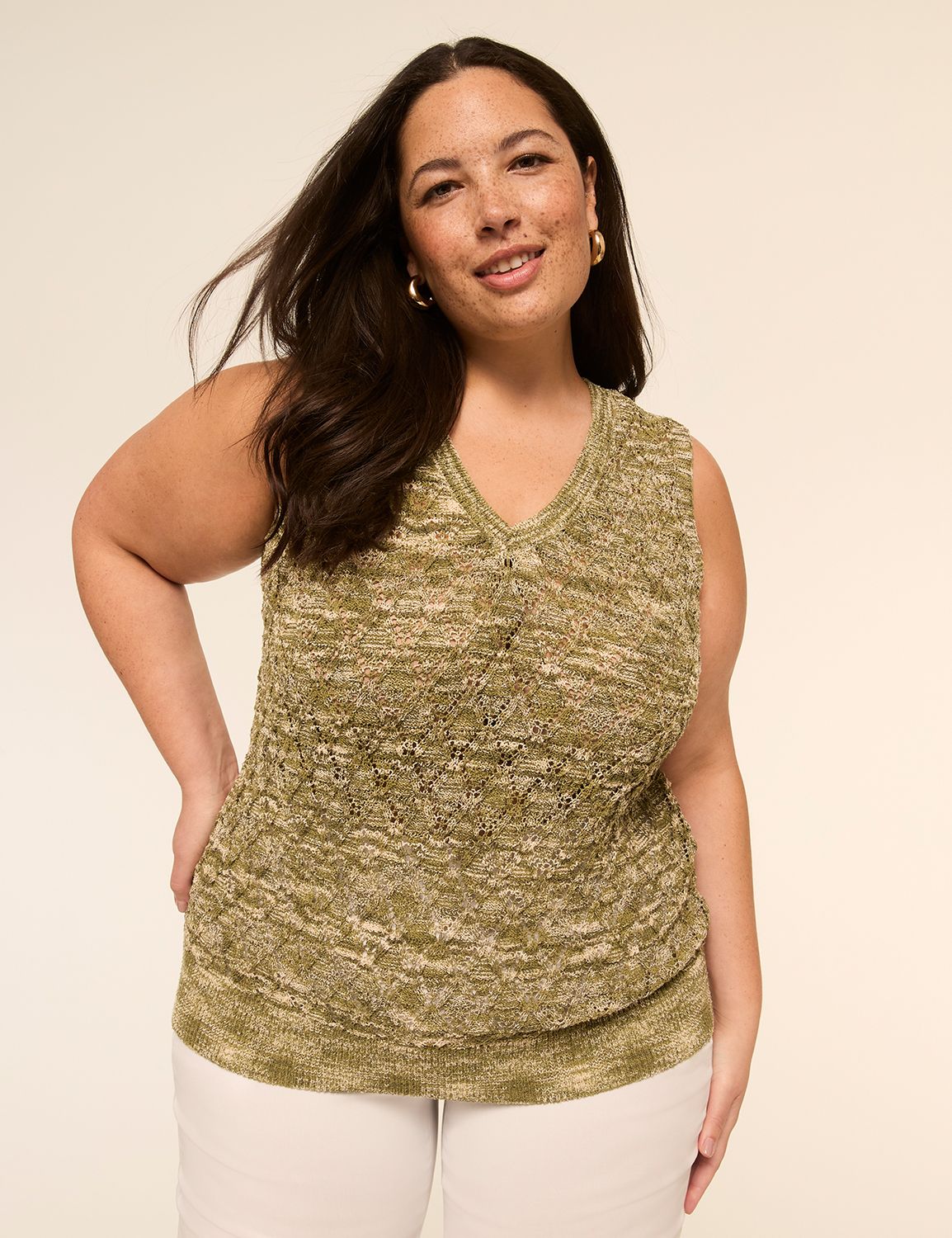 V-Neck Stitch Sweater Tank