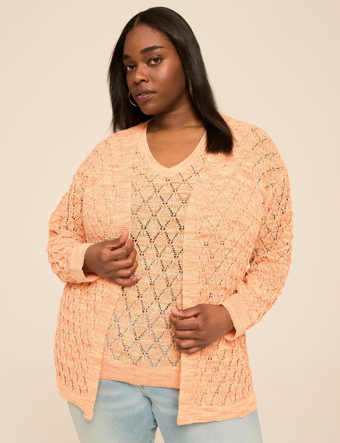 Open-Front Stitch Cardigan