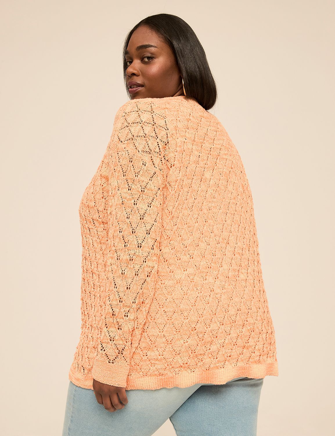 Open-Front Stitch Cardigan