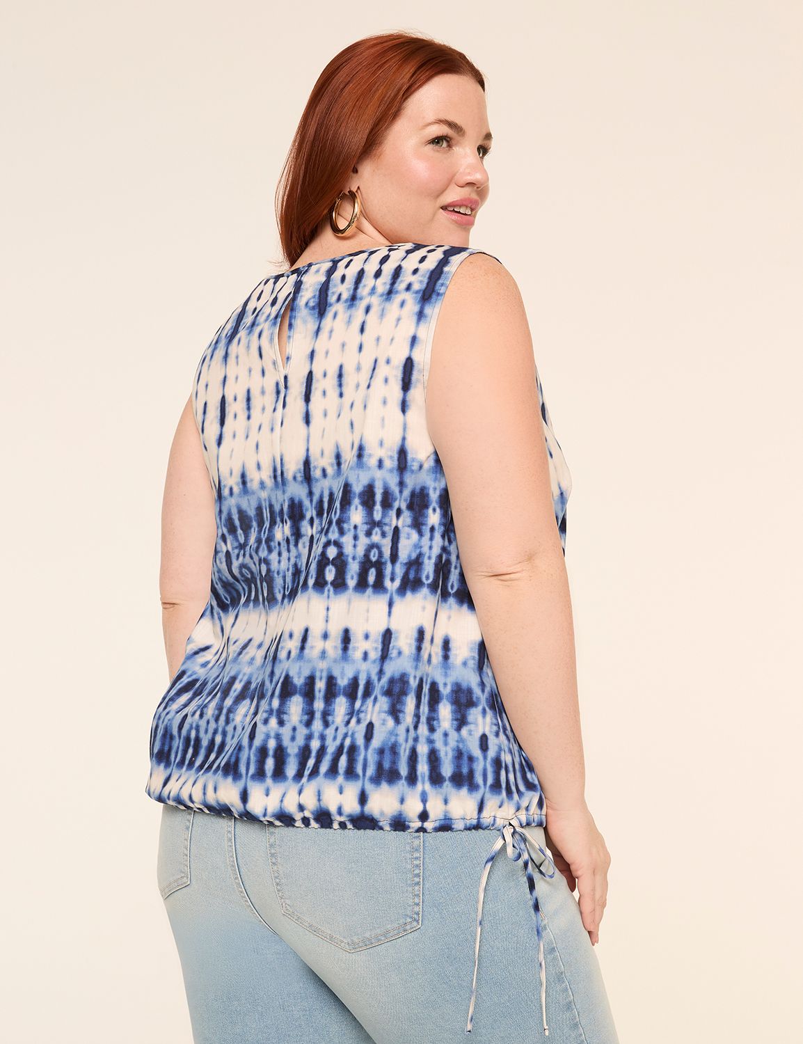 Crew-Neck Tie-Waist Popover Tank