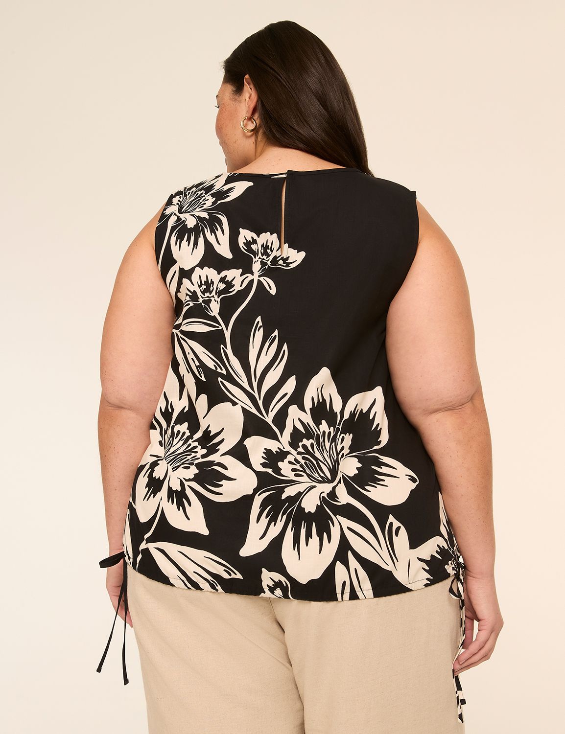 Crew-Neck Tie-Waist Popover Tank