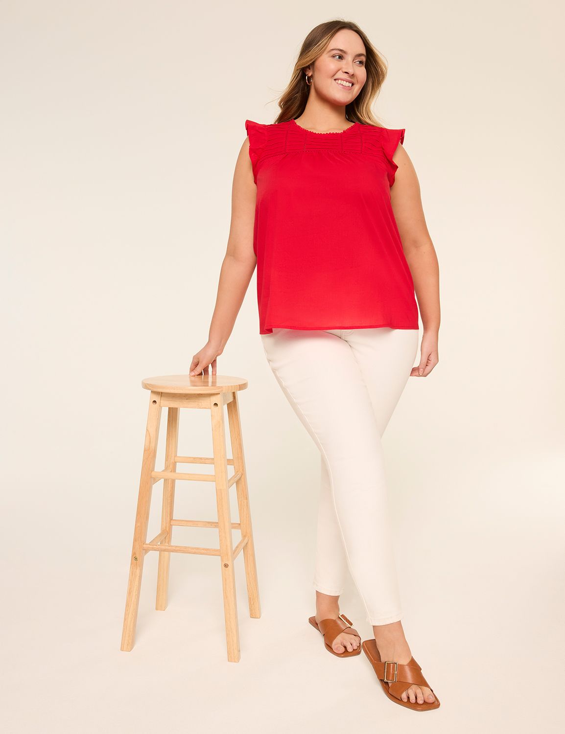 Short Flutter Sleeve Crew Neckline Product Image 3