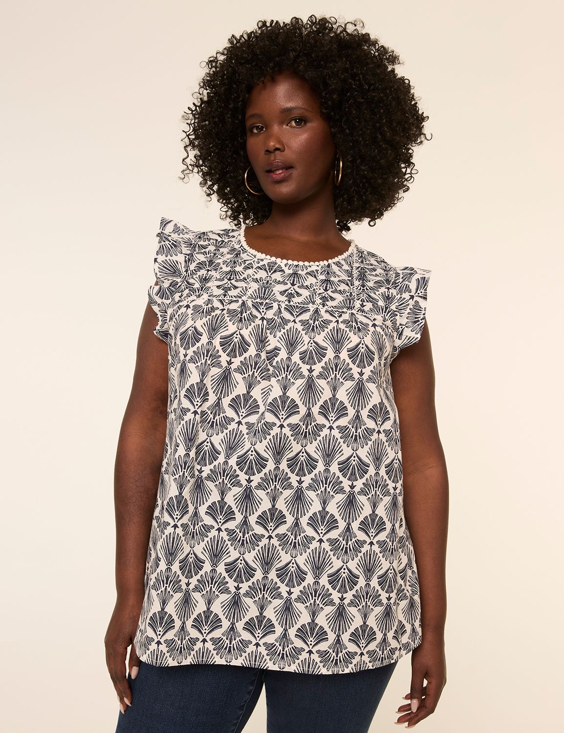 Flutter-Sleeve Pintuck Top