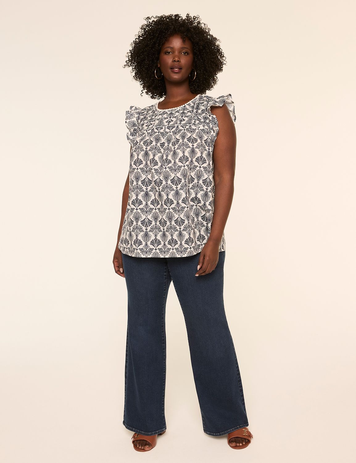Short Flutter Sleeve Crew Neckline Product Image 3