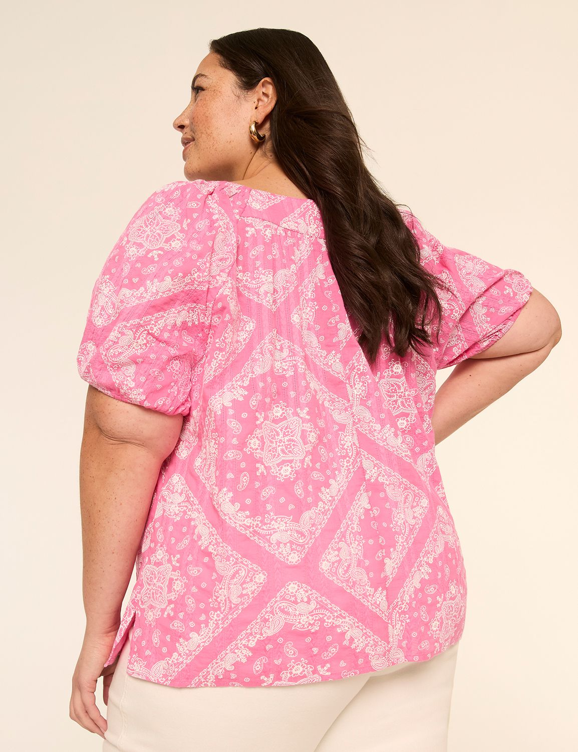 Square-Neck Popover Peasant Blouse