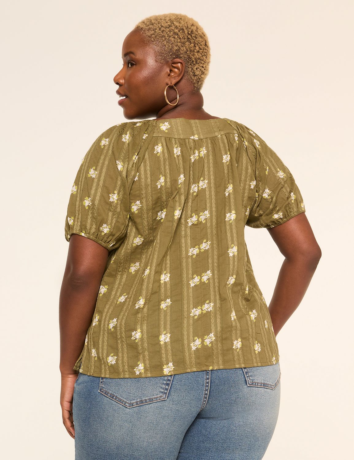 Square-Neck Popover Peasant Blouse