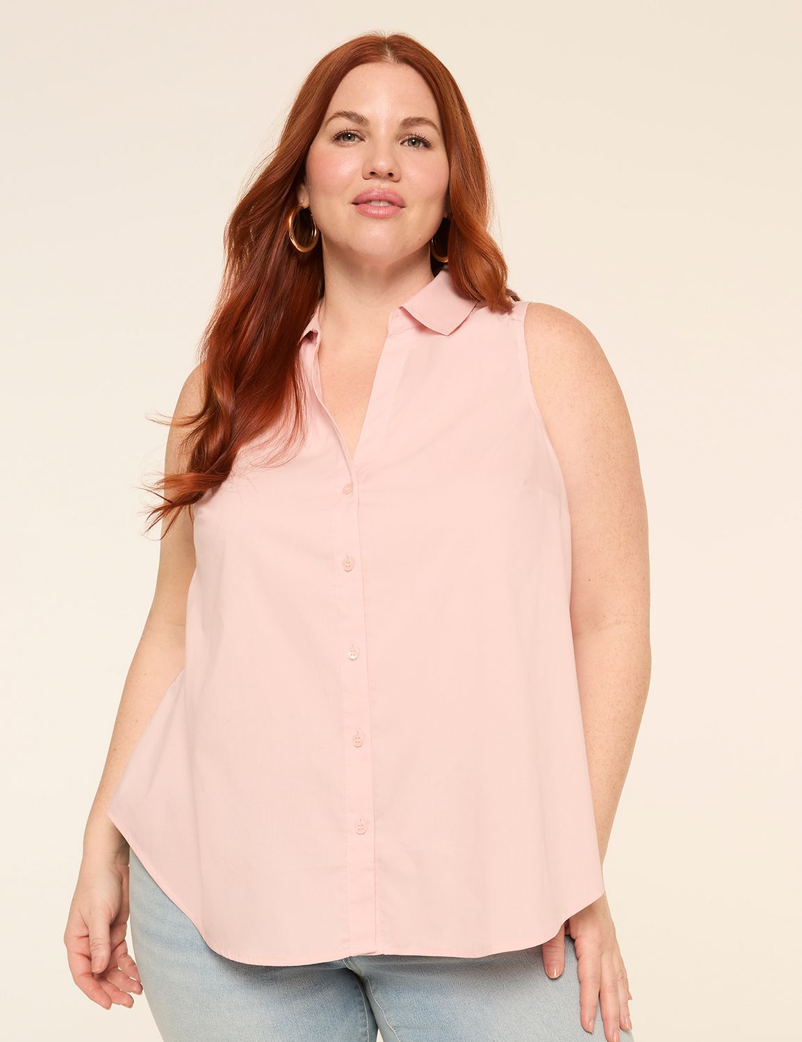 Collared Button-Front Tank