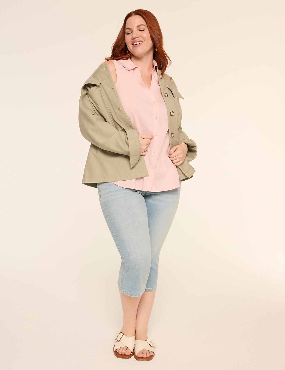 Classic Split Neck Button Front Sle Product Image 3