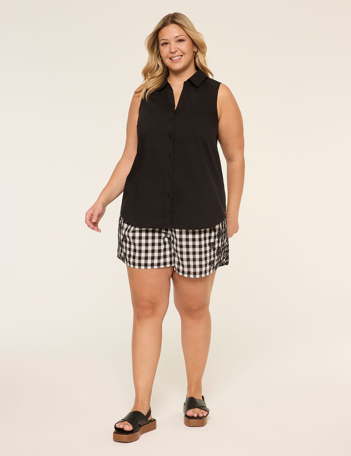 Classic Split Neck Button Front Sle Product Image 3