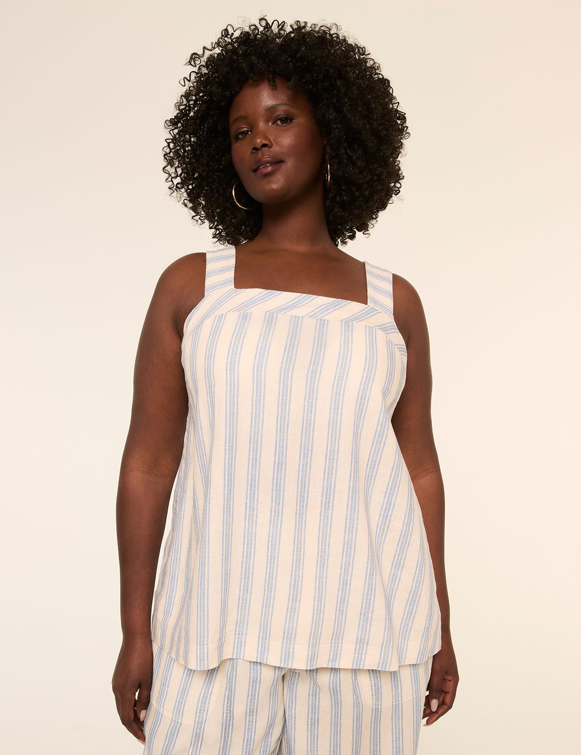 Square-Neck Linen Tank