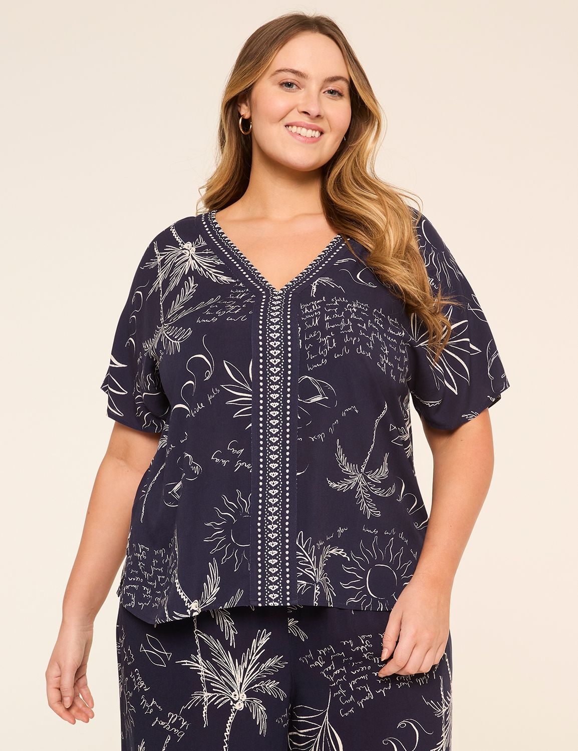 Dolman-Sleeve V-Neck Top