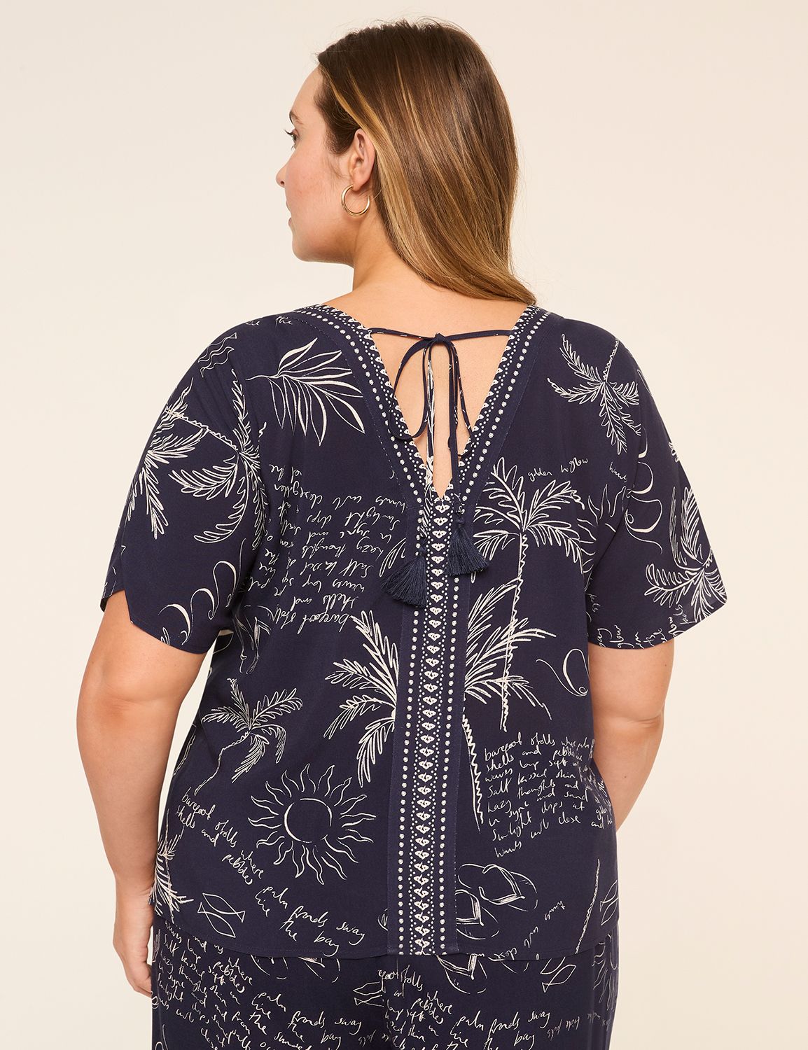 Dolman-Sleeve V-Neck Top