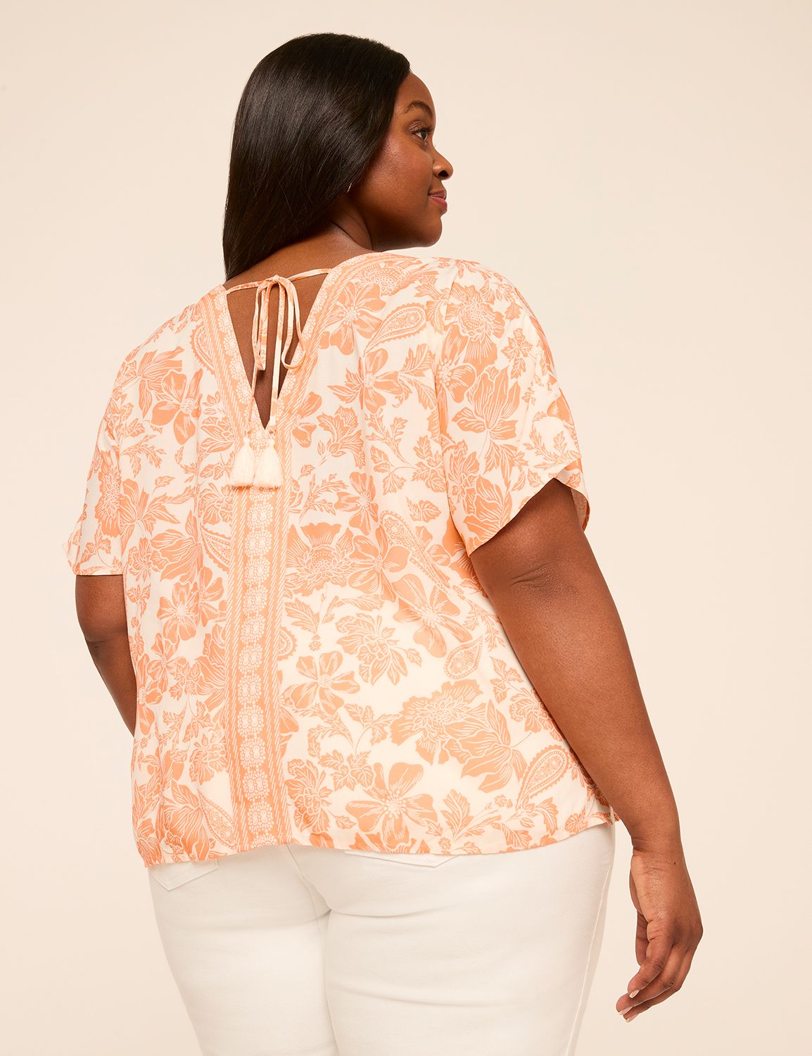Dolman-Sleeve V-Neck Top