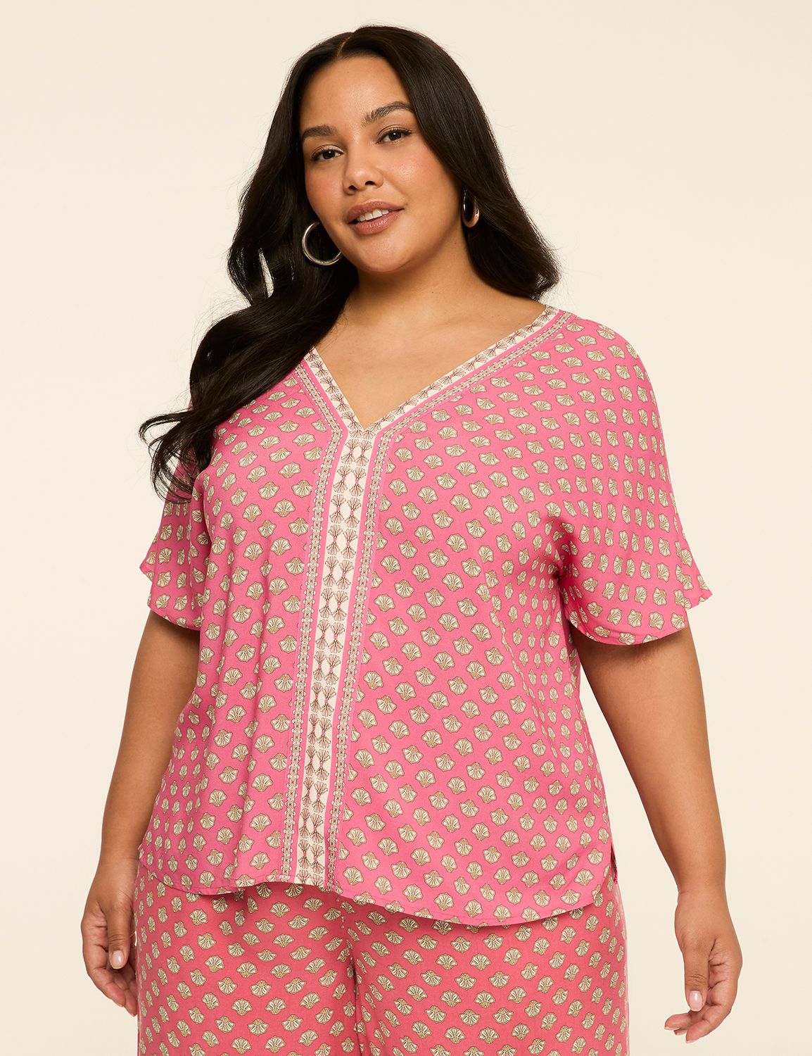 Dolman-Sleeve V-Neck Top