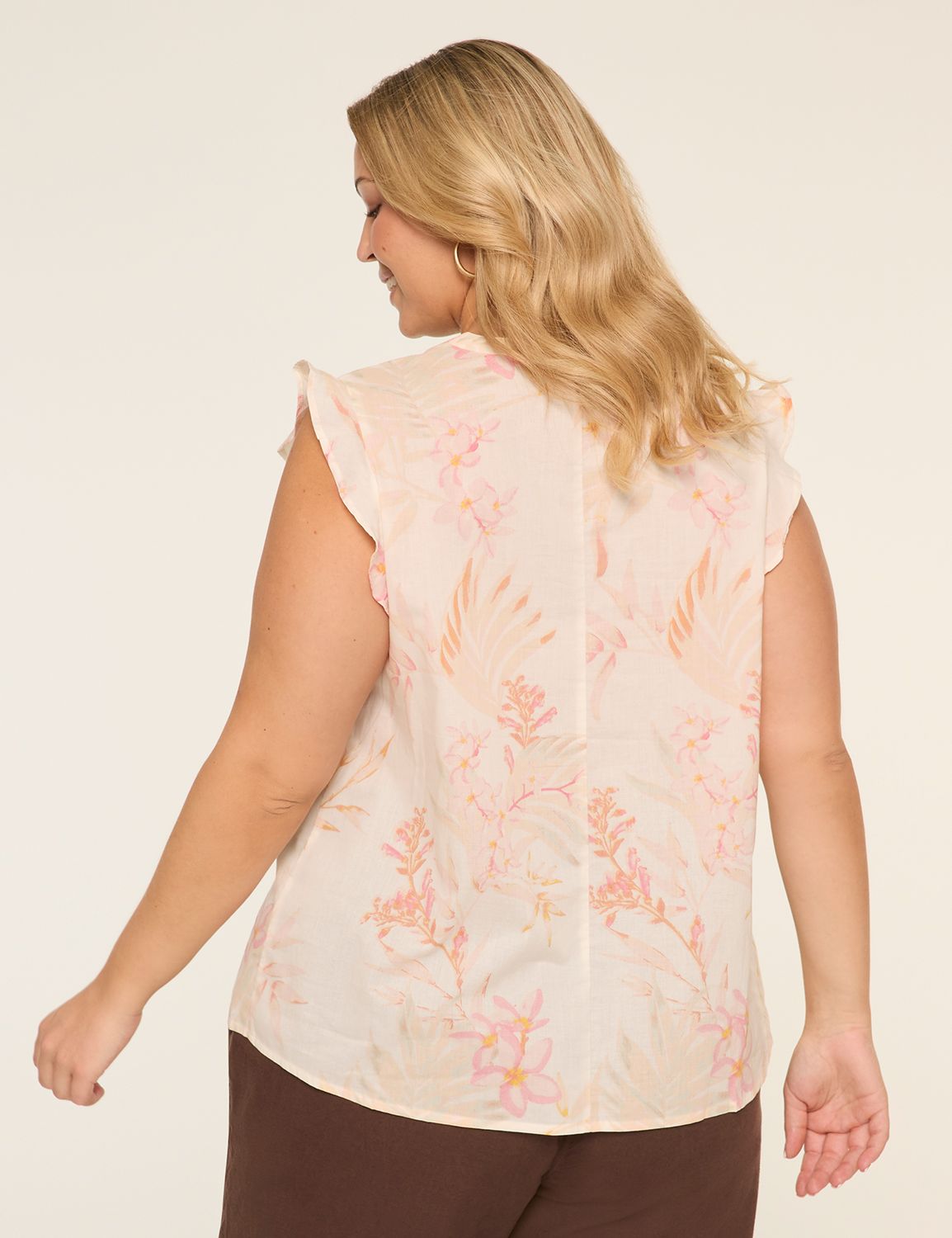Flutter-Sleeve Smocked-Yoke Top