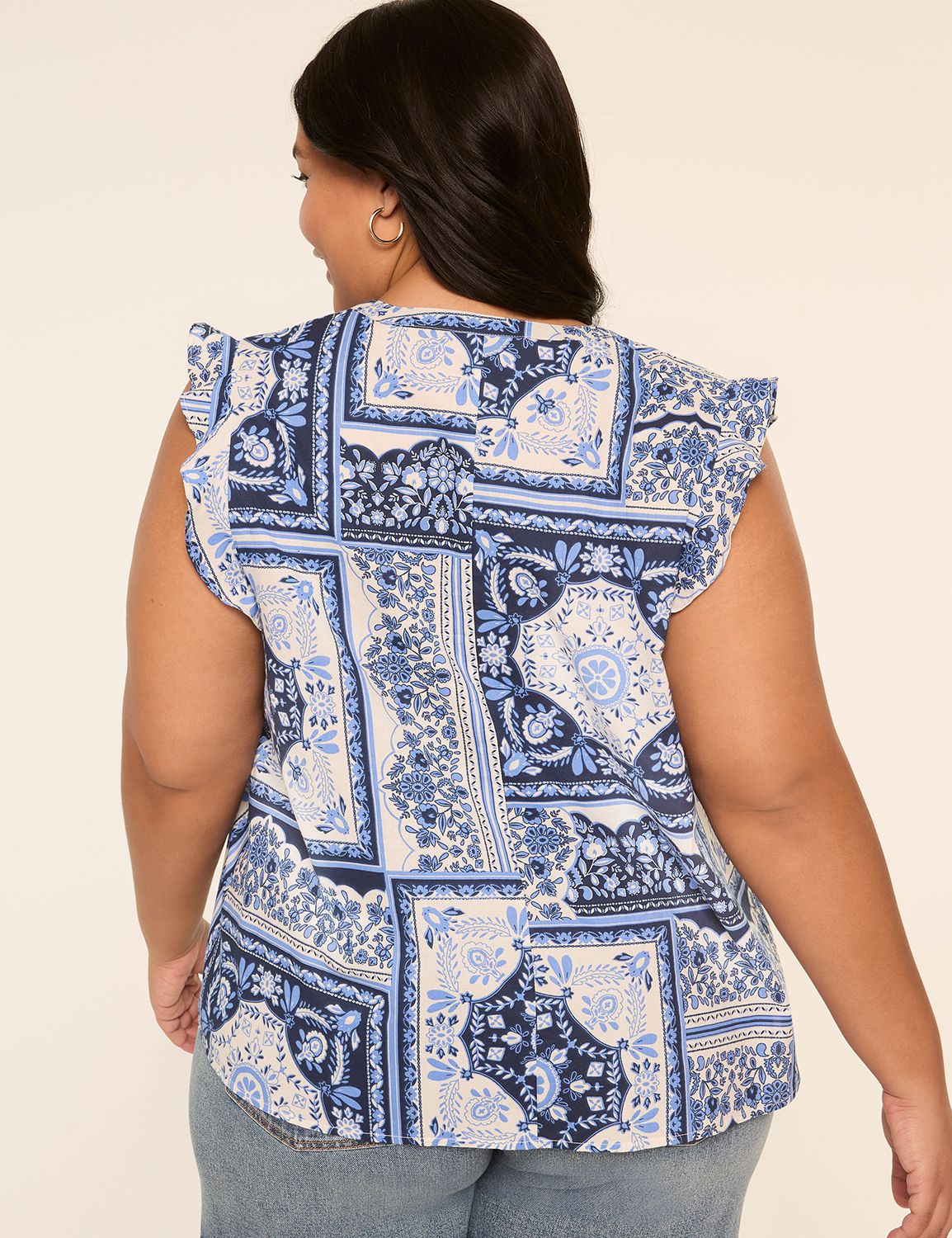 Flutter-Sleeve Smocked-Yoke Top