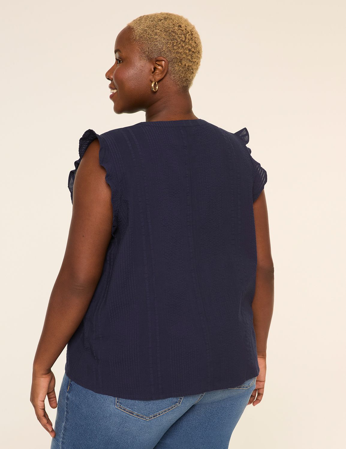 Flutter-Sleeve Smocked-Yoke Top